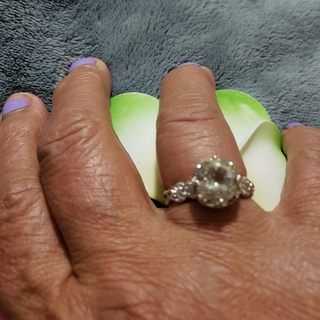 Genuine Praisolite And White Topaz Ring 89$